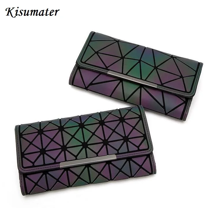 

Kisumater luminous wallet New Women's geometric wallet female Mini Clutch handbag for female Shinning in dark Free Shipping