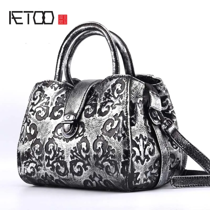 

EUMOAN Hand-wiped retro lady hand-held dumplings wrapped in the first layer of leather zipper buckle fashion shoulder diagonal p