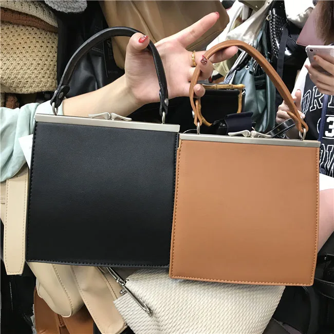 Vintage Women Frame Bag Clasp Bag Crossbody Bag Brand Metallic Clip