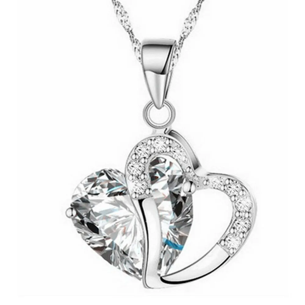 

Charms New Women EKG Necklace Heartbeat Rhythm Fashion Women Heart Crystal Rhinestone Silver Chain Pendant Necklace Jewelry M2