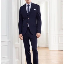 На заказ темно-синие с зазубренным отворотом лучшие мужские костюмы из 2 предметов две одной кнопки жениха мужской свадебный костюм(куртка+ брюки+ галстук