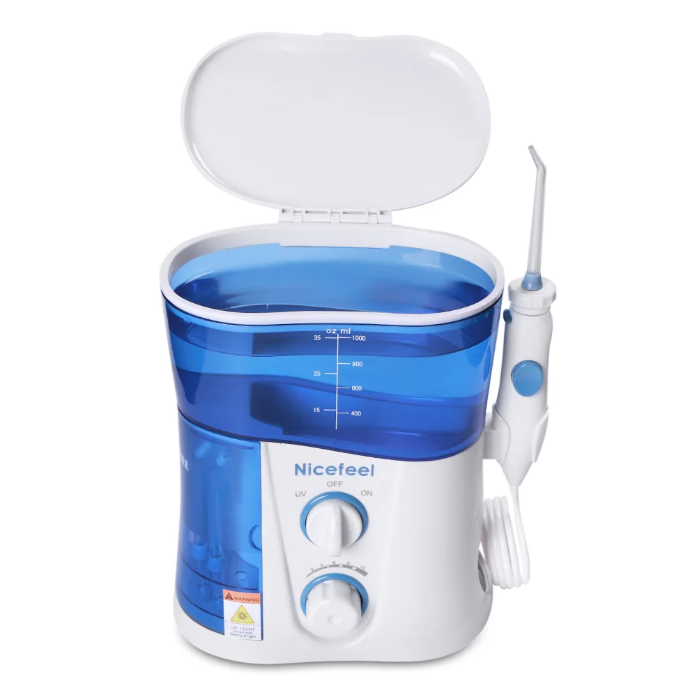 

Nicefeel 1000ML Water Flosser Dental Oral Irrigator Teeth Cleaner Professional Floss Oral Irrigator 7Pcs Jet Tip Water Tank