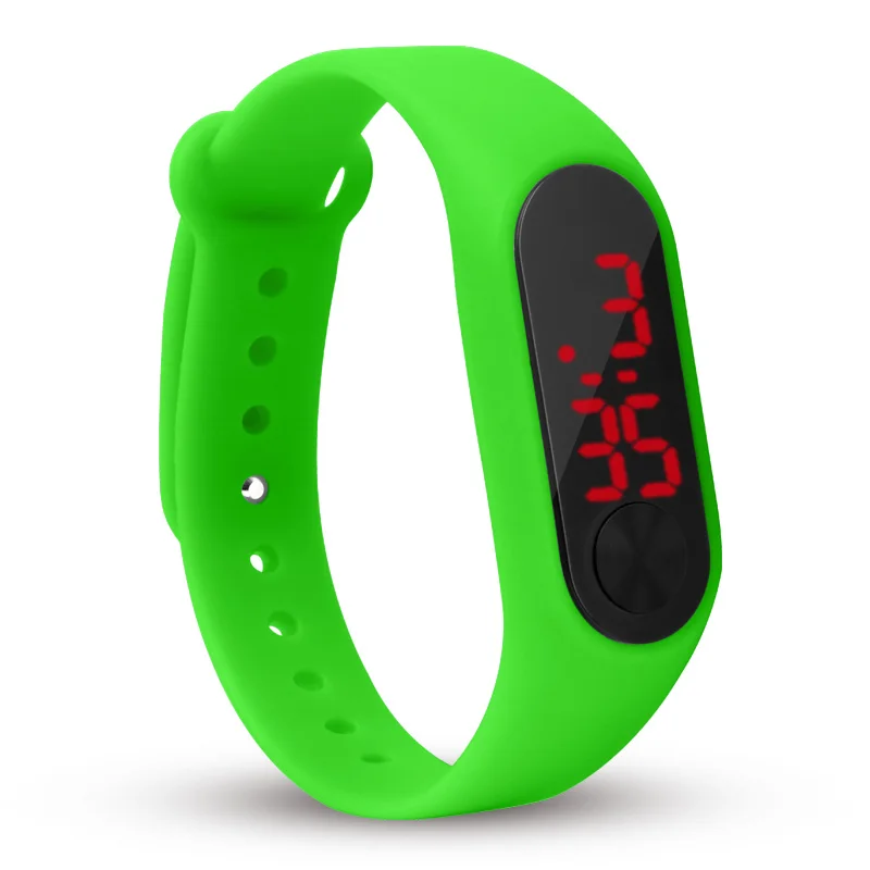 Детские часы светодиодные спорта дети часы Muiticolor PU электронные цифровые часы браслет Наручные часы для мальчиков и девочек для подарка - Цвет: Зеленый