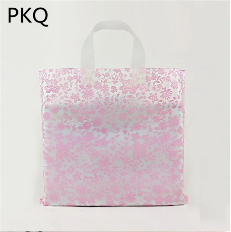48pcs big pink Plastic Gift Bag Clothing Shopping Bag with Handle Gift