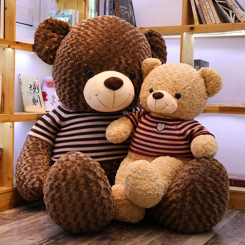 pic Milk And Mocha Bear Plush 1pc lovely teddy bear plush toys sweater bear 80cm soft stuffed animals cute big bear plush dolls for baby kids christmas gifts