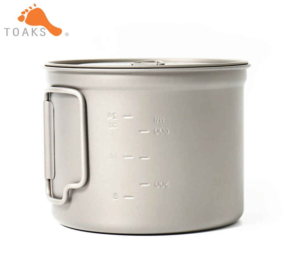 TOAKS POT-900-D115 titanio puro taza ultraligero al aire libre taza con tapa y mango plegable Camping utensilios 900 ml 124G