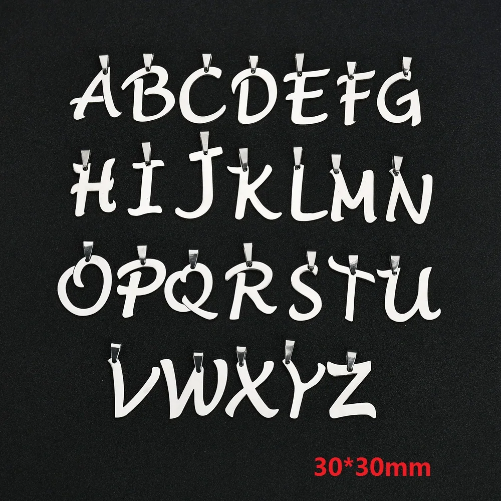 10PCS Stainless Steel Silver A-Z Alphabet Letter Charms 30*30MM Pendant For Necklace | Украшения и аксессуары