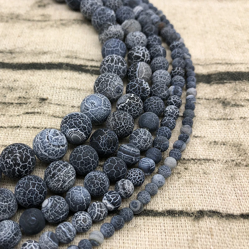 

AAA+ Weathered Stone Loose Beads For Jewelry Making Charm Dark Blue Color Round Natural Stone For Bracelet Strand 4-12mm DIY
