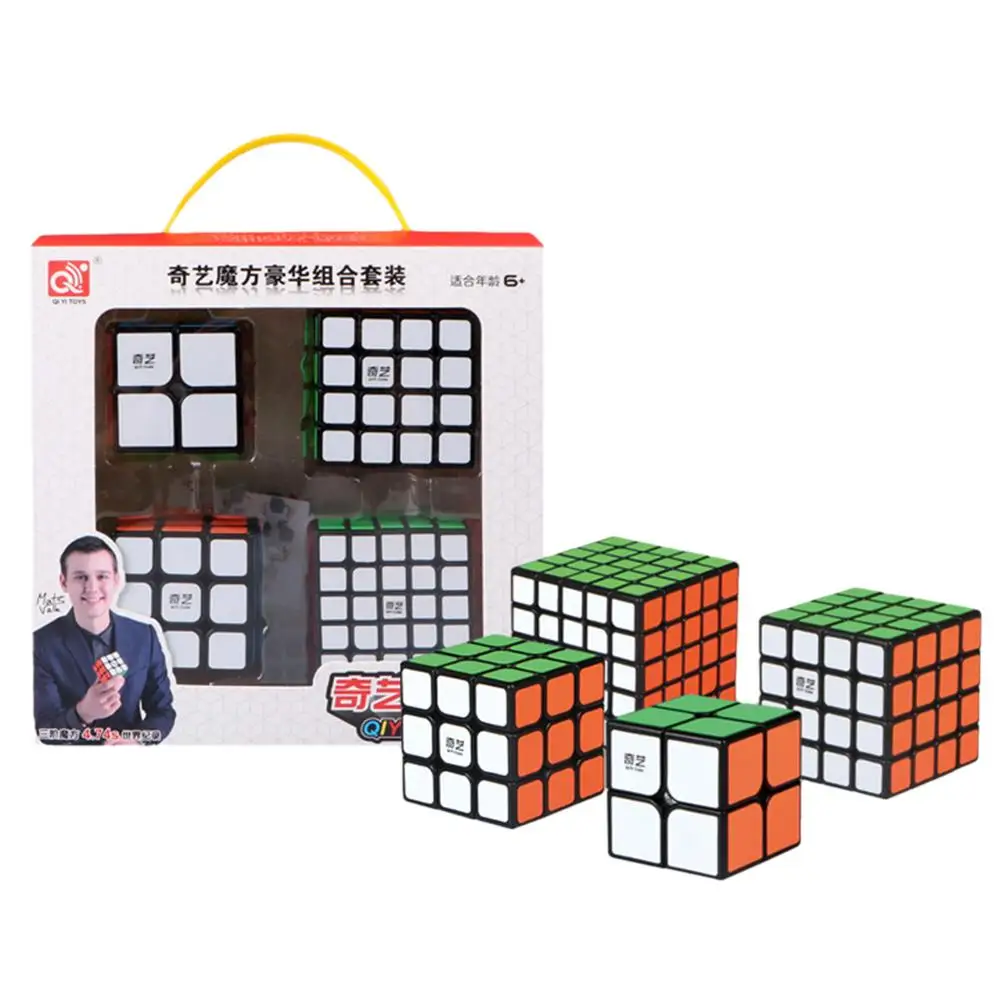 

2019 Qiyi Positive Order Combination Suit Magic Cube Set Include 2x2 3x3x3 4x4x4 5x5x5 for Brain Training - Black