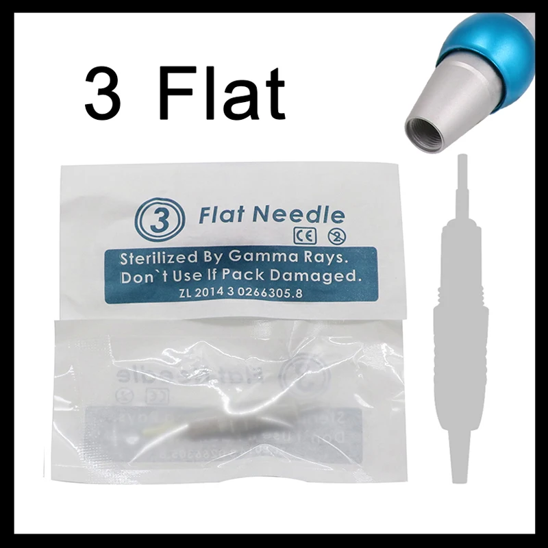 

50PCS 3 Flat needl Disposable Sterilized liberty Tattoo Permanent Makeup Pen Machine Needles Tips 3F for Eyebrow lip supplies
