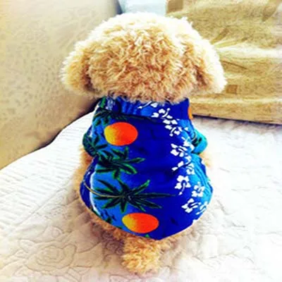SYDZSW одежда для домашних животных, кошек, собак, летняя мода, Гавайские рубашки для собак, хлопок, щенок, Пляжная футболка с цветочным рисунком, синяя, XS, s, m, l, xl - Цвет: as show