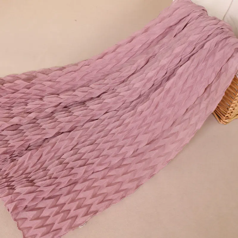 Женский хлопковый вуаль, шарф, плиссированный, с морщинками, однотонный, шаль, муслимтудун, мусульманский хиджаб, шарфы, головной шарф, обертывания, турбины - Цвет: Light Purple