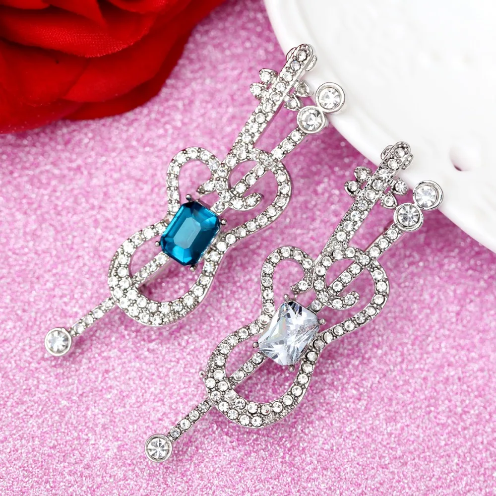 Musical Violin Brooches for Women Enamel Alloy Brooch Pins Girls Fashion Sweater Clips Badges Costume Jewelry Gift | Украшения и