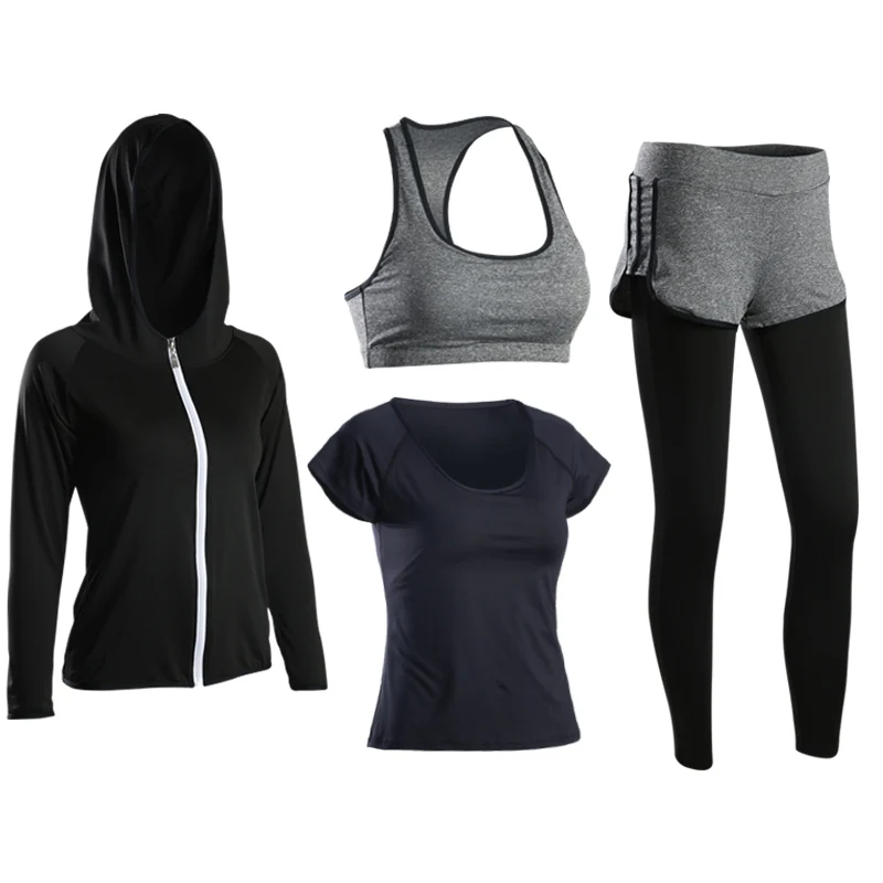 

2018 New Sport Suit Women's Fitness Jacket T-shrit Bra Pants 3 piece Running Tracksuit For Women Yoga Set Breathable Gym Clothes