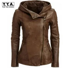Ретро весенние женские Куртки из искусственной кожи панк Модные женские Куртки из искусственной кожи с капюшоном винтажные байкерские куртки пальто на молнии
