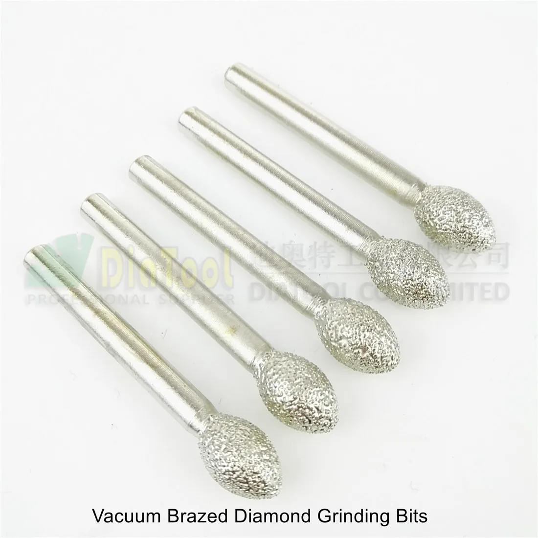 5pcs #13 Vacuum brazed diamond mounted points diamond burrs for stone  Rotary tool grinding heads engraving bits