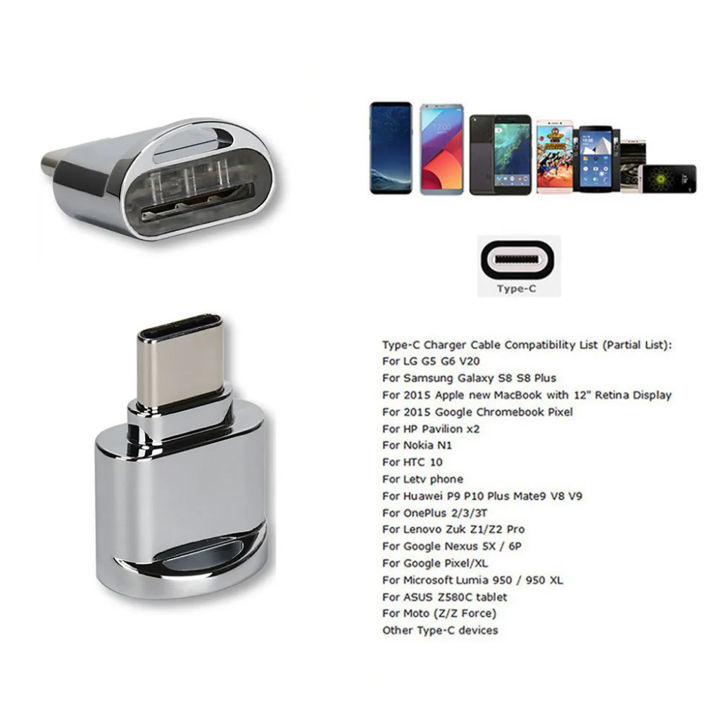 Sd кард-ридер usb 2,0 micro sd type C для samsung Mac металлический SD TF OTG адаптер для huawei Xiaomi Lightweigh mini портативный z85