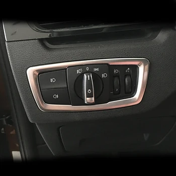 

For BMW X1 F48 2016 2017 2018 Stainless steel Car Headlamps Adjustment Switch sticker Cover Trim Car Styling Accessories 1pcs