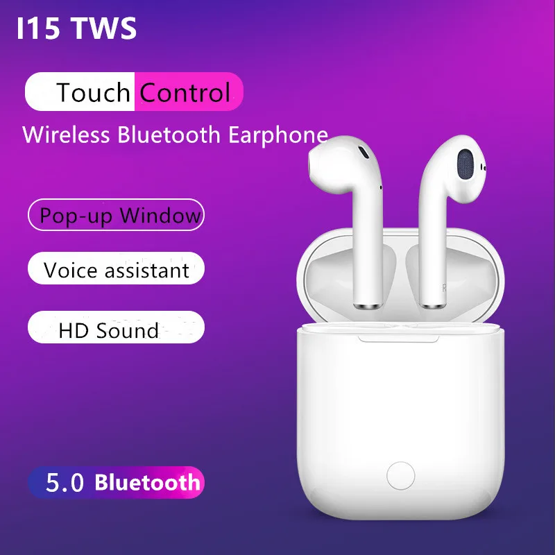 

i15 TWS Touch Control True Wireless Earphone Bluetooth 5.0 Earbuds HD Stereo Headset For iPhone Pop-up Window PK i14 i13 i12 TWS