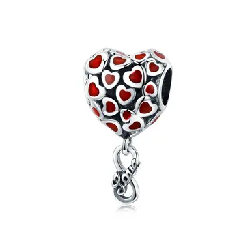 

MOWIMO 100% 925 Sterling Silver Heart Dangle Charm Zircon Beads Fit Original Bracelet Pendant Fashion Wedding Jewelry BKC1180