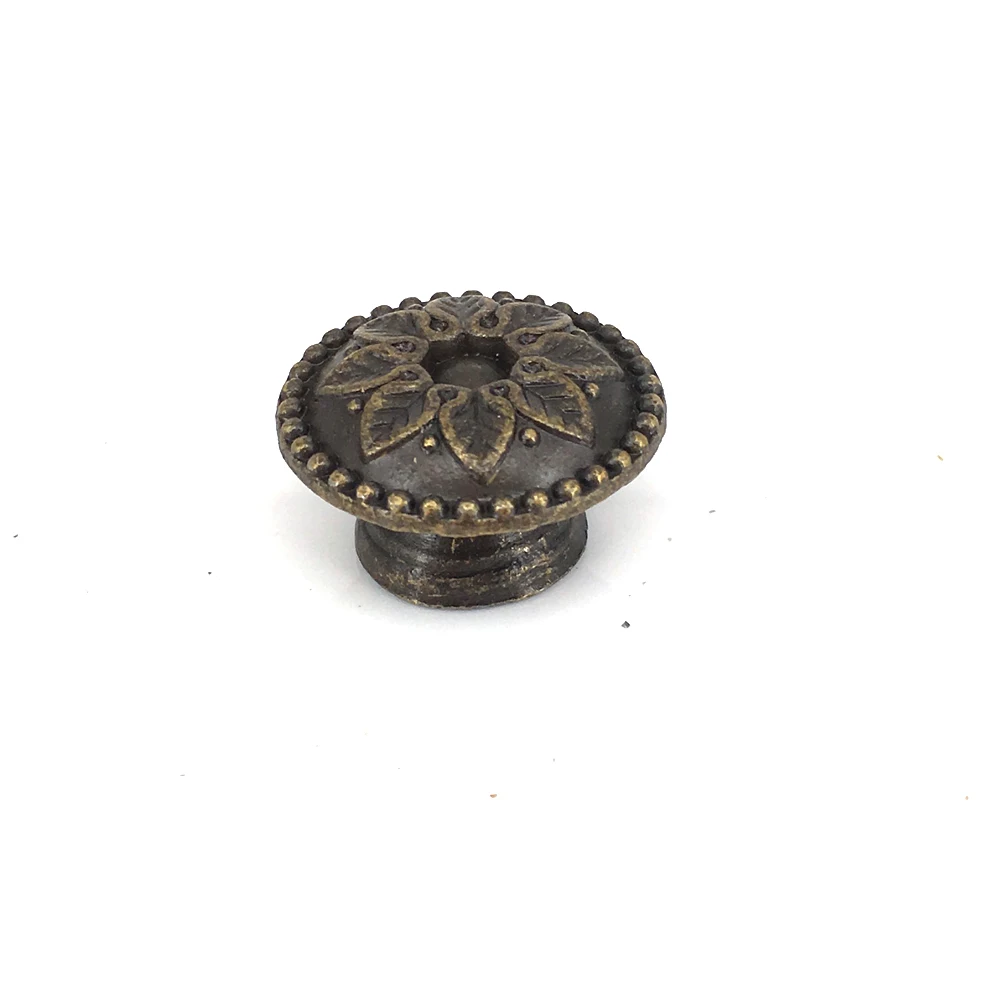

24mm Antique Bronze Round Flower Decorative Knobs Cabinet Chest Dresser Wooden Box Drawer Pulls Handles
