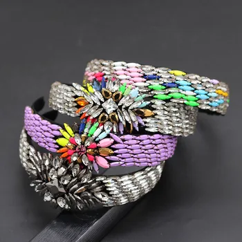 

Beautiful fashion cocktail party wild headband Europe America exquisite elegant geometric personality rhinestone headband 871