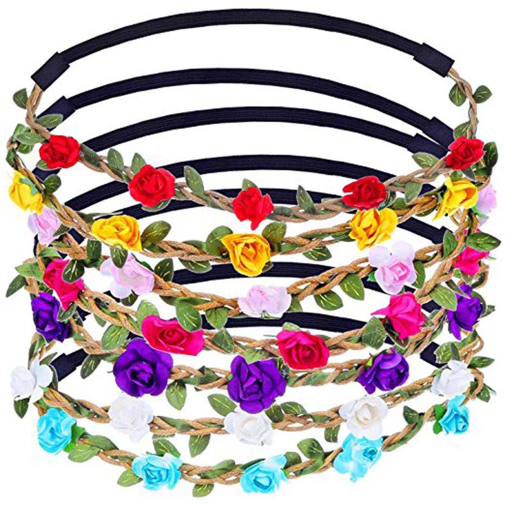 

Lovely Design Floral Headband Women Rose Flower Hair Accessories Girls Flower Adjustable Hair Band Elastic Flower Headband