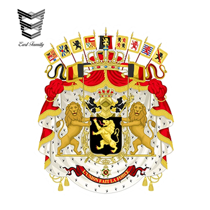 

EARLFAMILY 13cm x 10.4cm Car Styling Waterproof Belgian Coat of Arms Belgium STICKER Bumper Decal Car Helmet Car Sticker