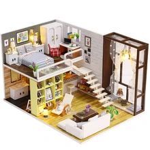 DIY 인형 집 장난감 가구 Miniatura 인형 집을 조립 가구 LED 조명 생일 선물 K028와 소형 인형 집 장난감