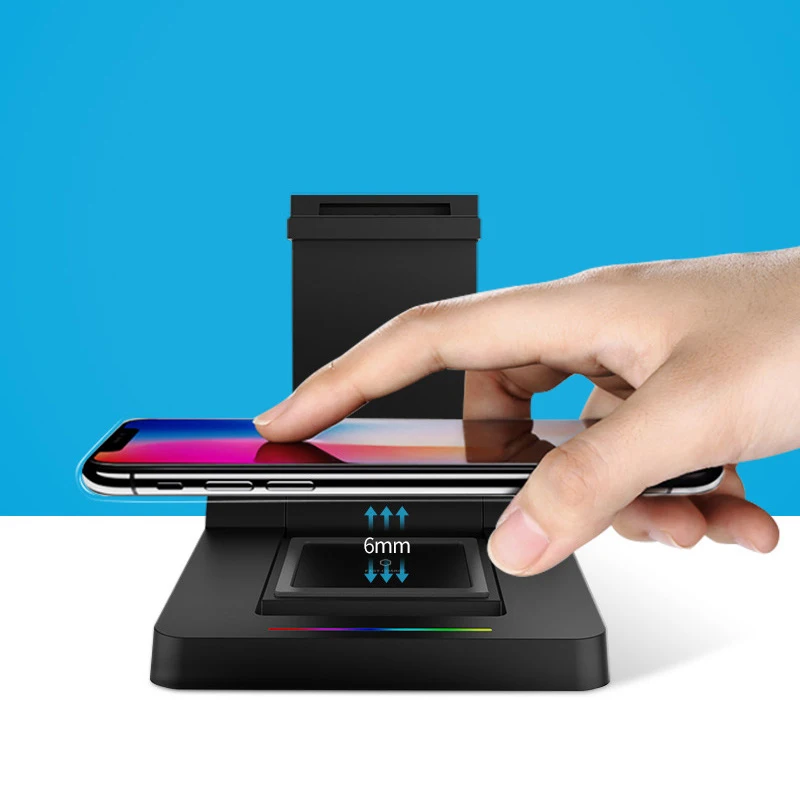 

For iPhone XS X samsung s8 s9 note9 Bluetooth Speaker 2600mah Power Bank QI Wireless charging Folding Phone Holder Desktop Stand