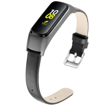 

Stainless Steel Frame Wrist Strap for Samsung Galaxy Fit e R375 Leather Watchband Men Women Bands For Samsung Galaxy Fit-e R375