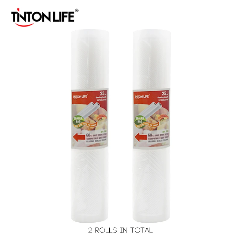 TINTON LIFE 25cm 500cm 2 Rolls Set Vacuum Sealer Storage Bags Grade For Sous Vide And