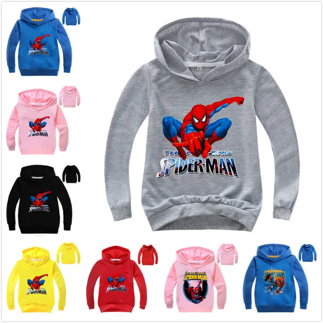 

2019 Retail Sweatshirt Spiderman Clothes Spring Autumn children hoody boys hoodie jackets Kids cartoon Outwear coat 2-14 year