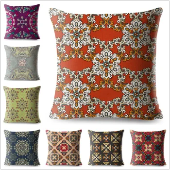 

Colorful Geometric Pillow case Vintage Cushion Cover for Sofa Home Decorative Printed Flowers Throw Pillowcase