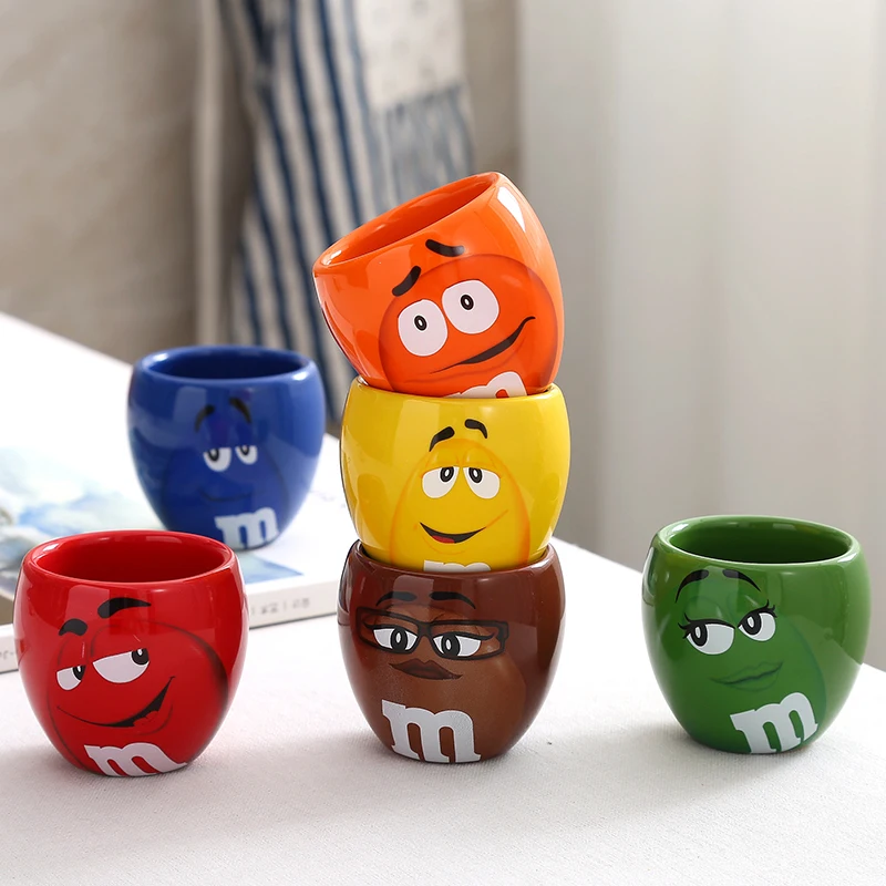 1 шт., Мультяшные кружки M& M's Chocolate Beans, чашки, 60 мл, милые мини керамические чашки для кофе, молока, завтрака, для детей, рождественский подарок