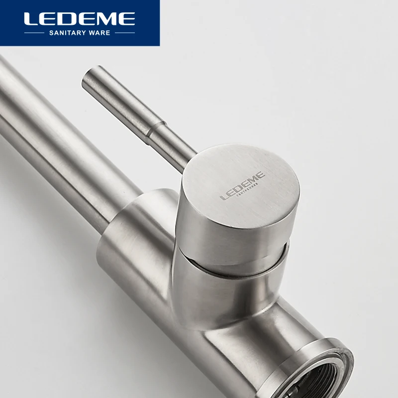 Günstige LEDEME Klassische Küche Wasserhahn Edelstahl Gebürstet Prozess Swivel Becken Wasserhahn 360 Grad Rotation Edelstahl Wasserhahn