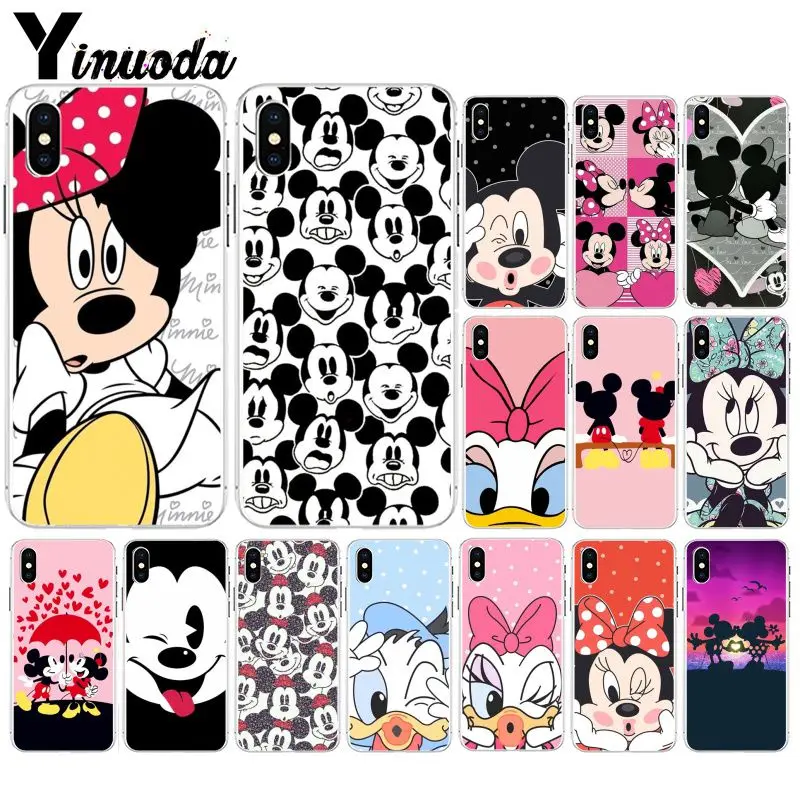 

Yinuoda Cute Cartoon Mickey Minnie Transparent Soft Silicone Phone Cover for iPhone X XS MAX 6 6s 7 7plus 8 8Plus 5 5S SE XR