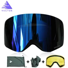 VECTOR Brand Ski Goggles Double Lens UV400 Anti-fog Women Men Snowboard Skiing Glasses Snow Eyewear With Additional Lens