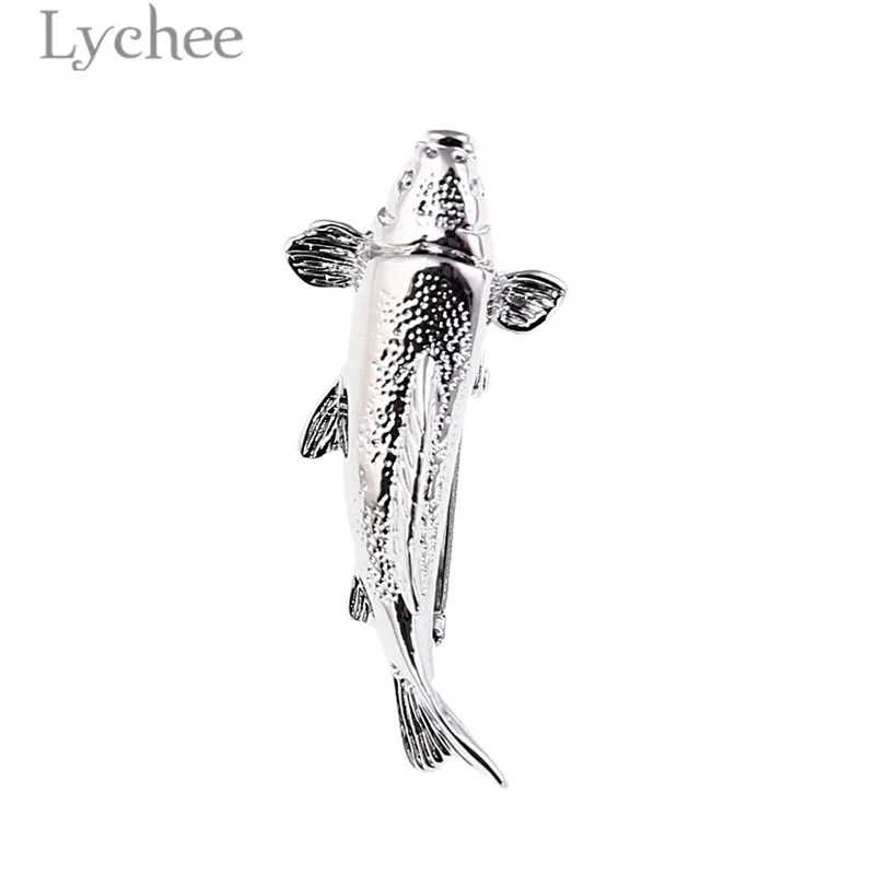 

Lychee Trendy Copper 3D Fish Feather Wing Tie Clip Silver Color Male Tie Clip High Quanlity Jewelry for Men