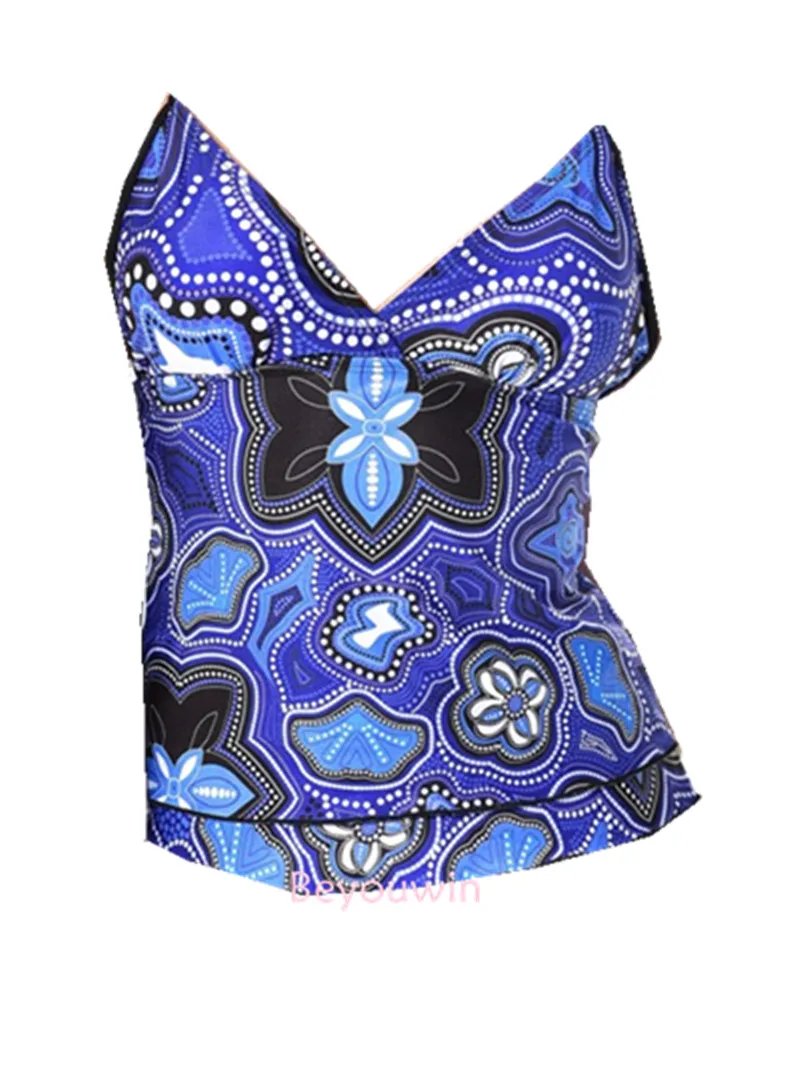 1 шт. бикини в цветочек сексуальный женский купальный костюм бюстгальтер с рисунком цветов комплект - Цвет: blue