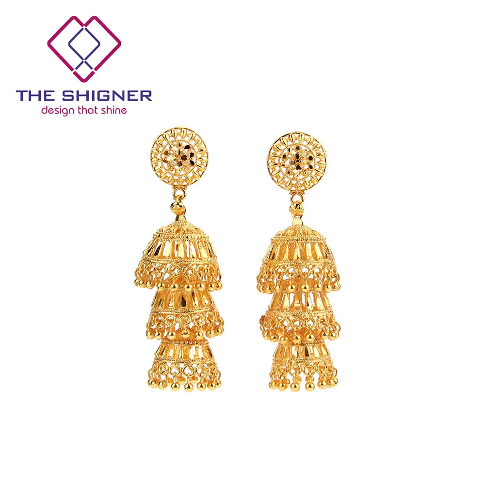THE SHIGNER Antique Ethnic Indian Golden Birdcage Jhumka Jhumki Earring India Classic Tribal