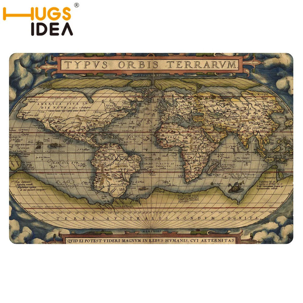 HUGSIDEA Vintage World Map Carpet Mat Non-Slip Thin Carpets Rugs Home Decor Floor Door Mats Rugs for Baby Room Kids Bedroom
