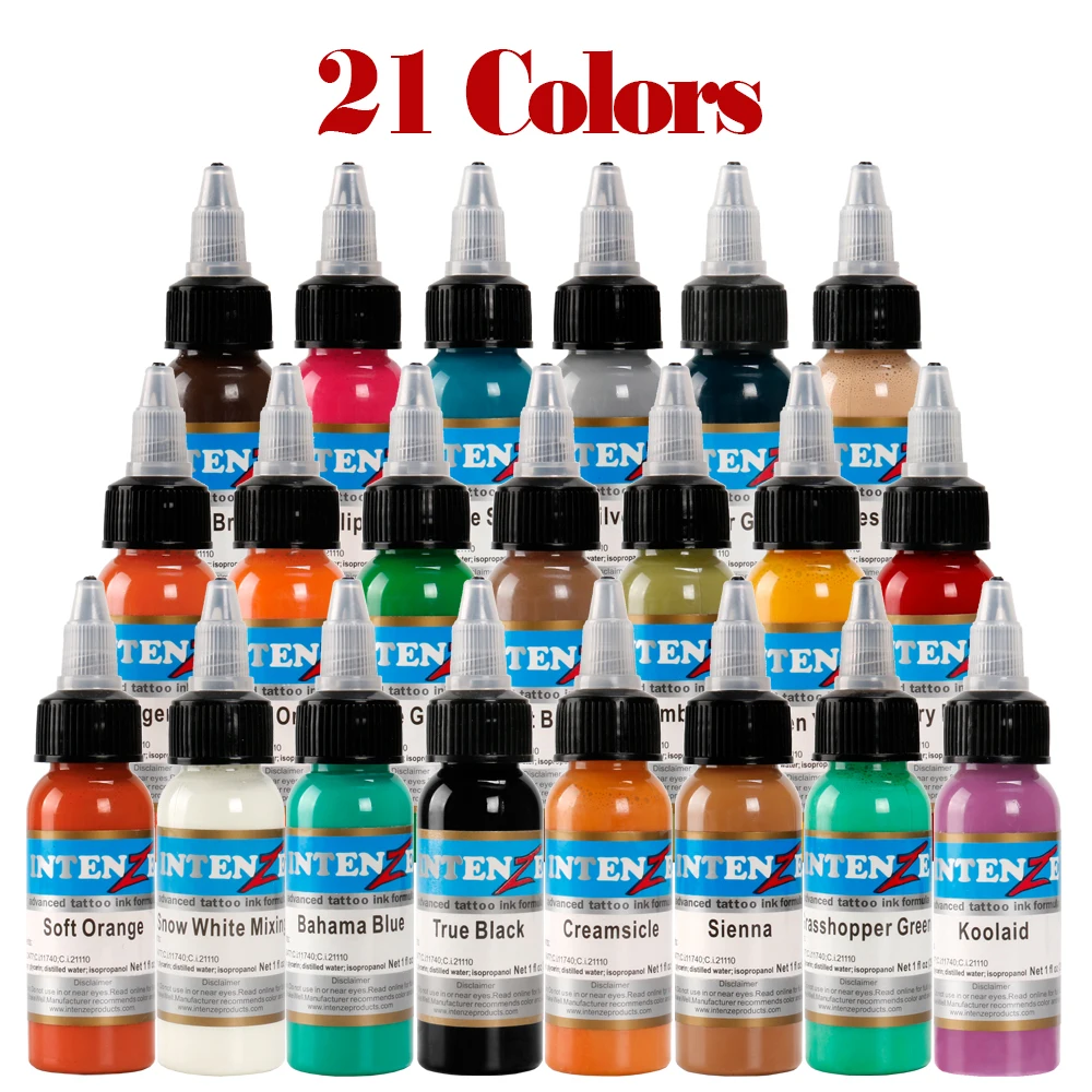 

21 Colors/Set Tattoo Ink Pigment Set Kits For Tattoo 30ml Professional Beauty Permanent Makesup Paints Cosmetics Supply