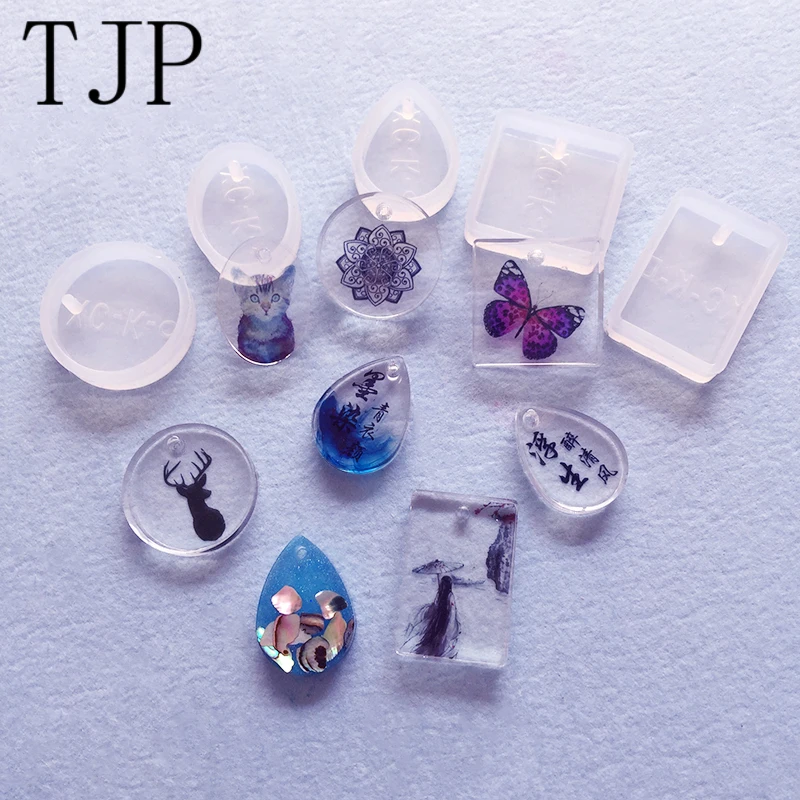 

1 piece Square Oval Waterdrop Shape Silicone Pendant Mold Making Mould Jewelry Tool resin molds for jewelry