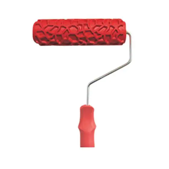 7Inch Embossed Moire Painting Roller with Plastic Handle for Wall