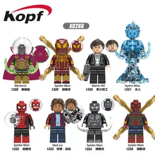 Одиночная Человек-паук фильм далеко от дома Строительные блоки Mysterio Марии Хил гидро-человек Ned-Liz фигурки для детей игрушки X0266