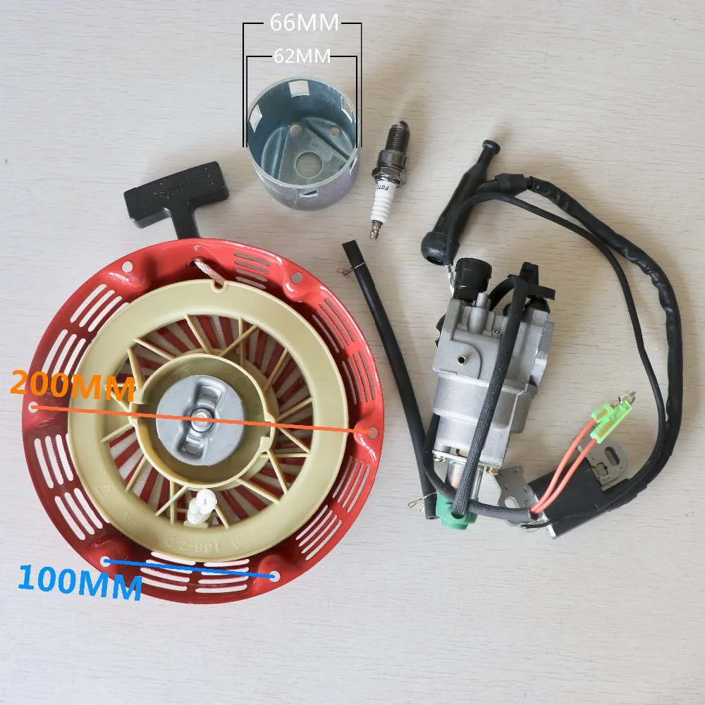 Катушка зажигания+ Свеча зажигания+ Карбюратор carb+ стартер Recoil запчасти подходят для Honda GX390 китайский 188 Генератор двигателя