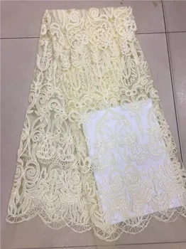 

2018 High Quality Nigerian French Lace African Lace Fabric white Flower Sequined Guipure Mesh Lace For Party Dresses India Tissu