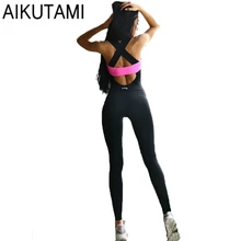 Спортивный костюм женский комбинезон эластичный бинт Быстросохнущий Набор для йоги фитнес тренажерный зал Combinaison Спорт Femme без рукавов Йога комбинезон