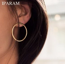 IPARAM-pendientes de aro con Aros para mujer, aretes grandes redondos, Aros para los oídos, diseño geométrico, moda coreana